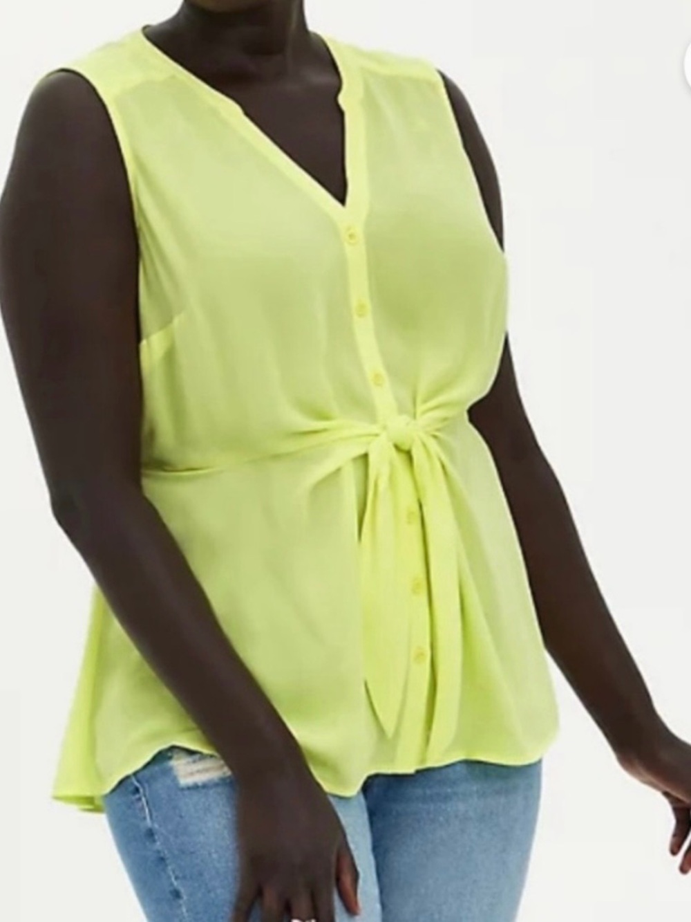 torrid Sleeveless Tie-Front Blouse in Lime